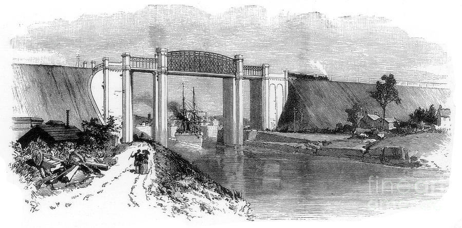 The Latchford Viaduct, Manchester Ship Drawing by Print Collector