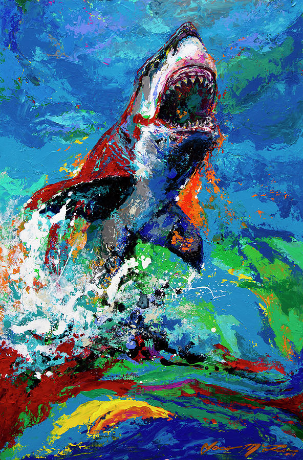 Animal Painting - The Lawyer Breeching Great White Shark by Jace D. Mctier