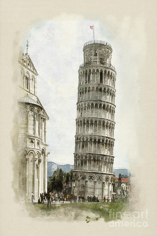 Architecture Painting - The Leaning Tower  by John Edwards