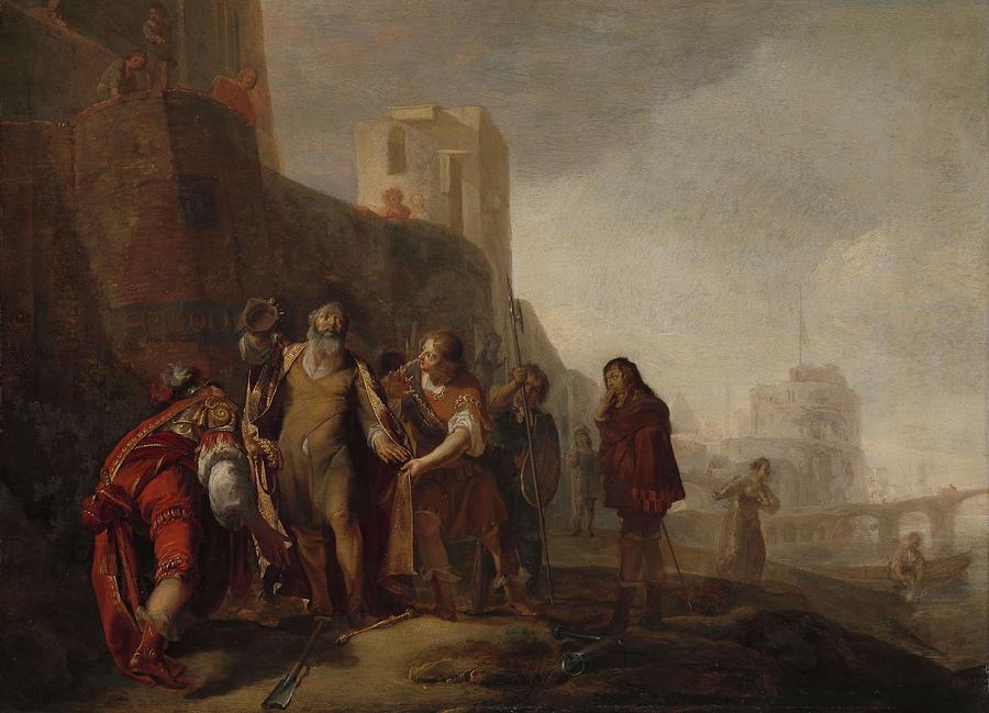 The Legates of Alexander the Great Investing the Gardener Abdalonymus with the Insignia of the Ki... Painting by Nicolaes Knupfer
