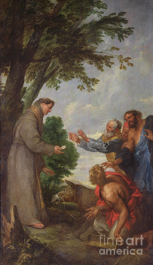 The Legend Of The Mule And Saint Anthony Of Padua. 1627-32 Painting by Anthony Van Dyck