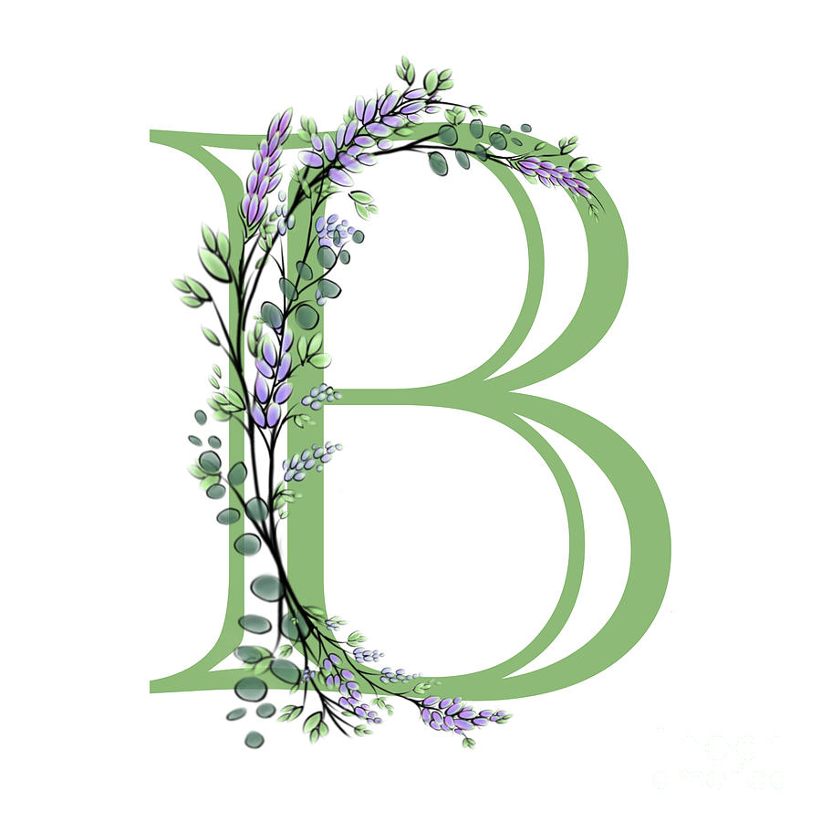 The Letter B - Lavender And Eucalyptus Digital Art By H Cooper