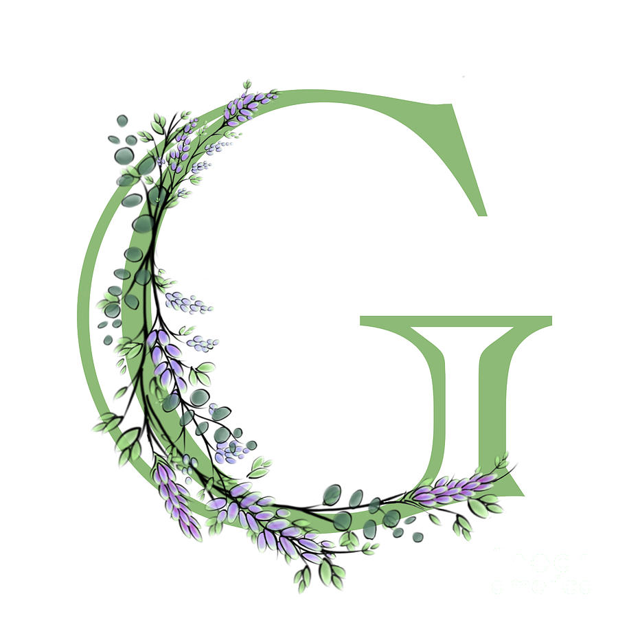 The Letter G - Lavender And Eucalyptus Digital Art by H Cooper