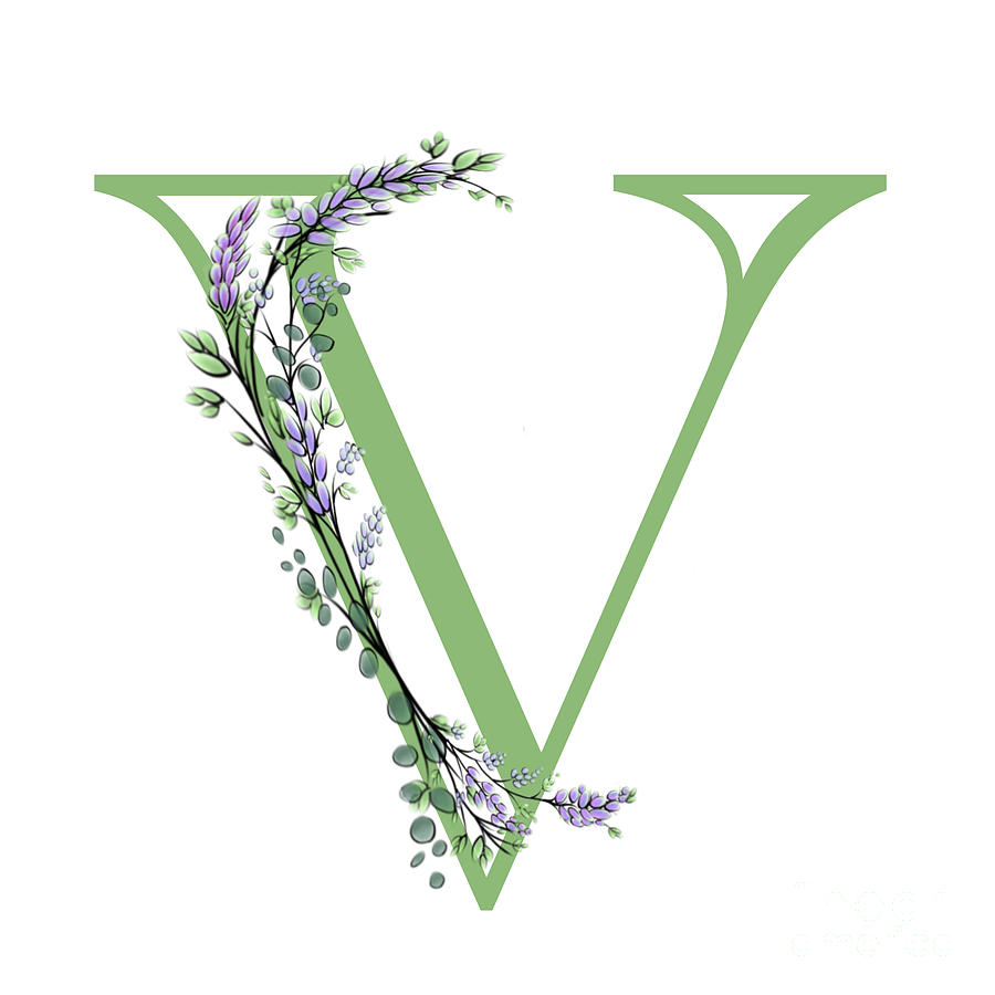 The Letter V - Lavender And Eucalyptus Digital Art By H Cooper