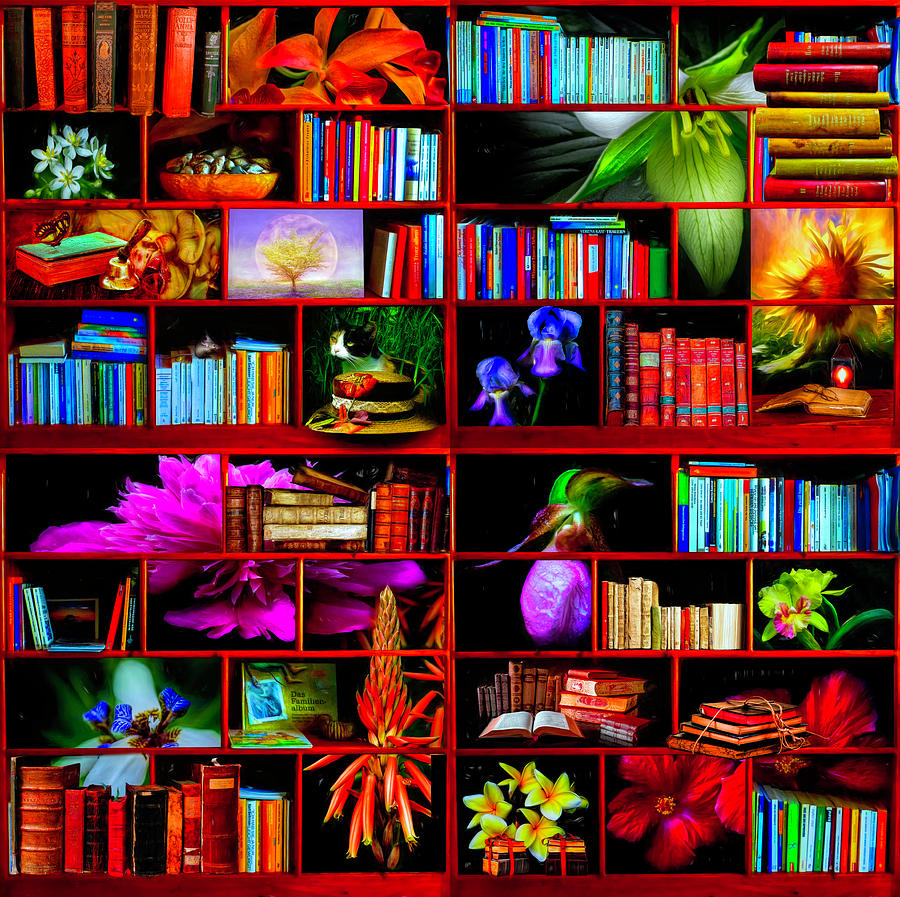 The Library The Flower Section Digital Art by Debra and Dave Vanderlaan