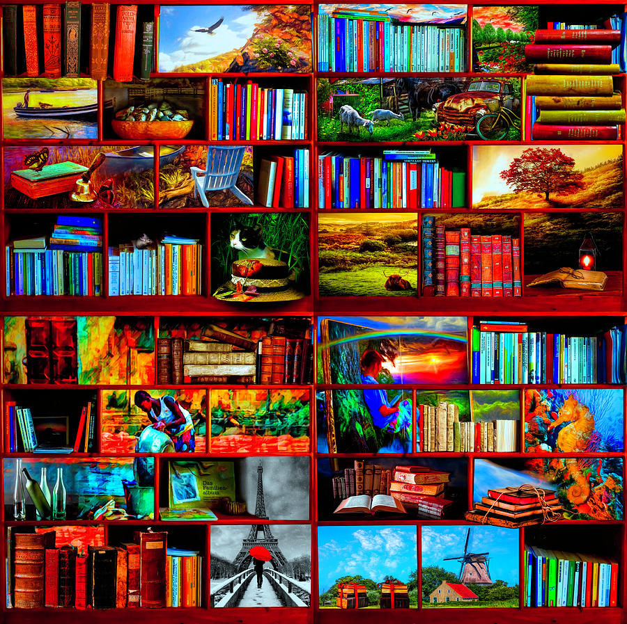 The Library The Travel Section  Digital Art by Debra and Dave Vanderlaan