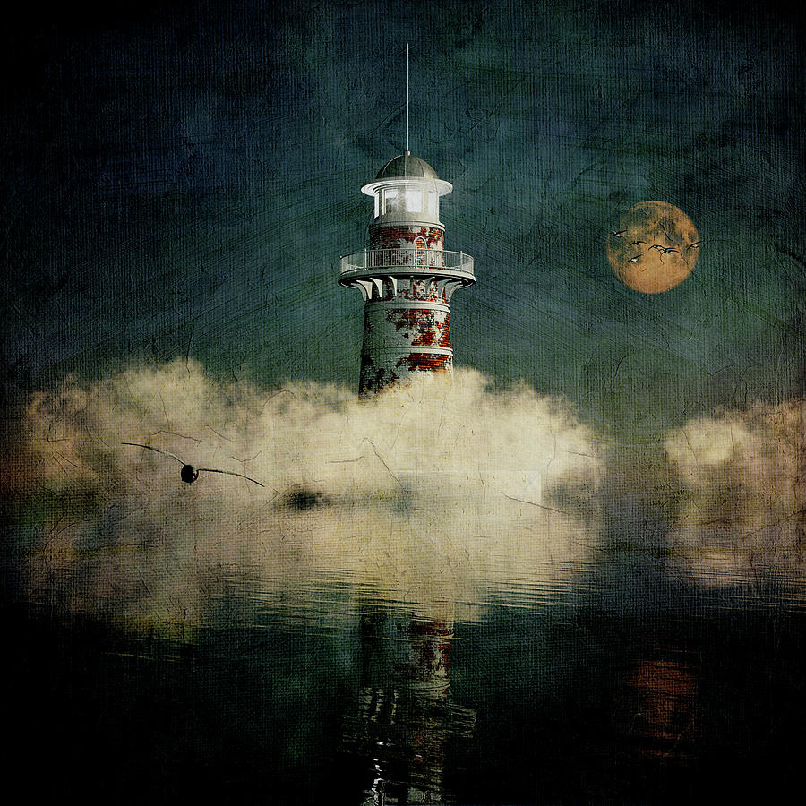 The Lighthouse In The Blue Mist Digital Art