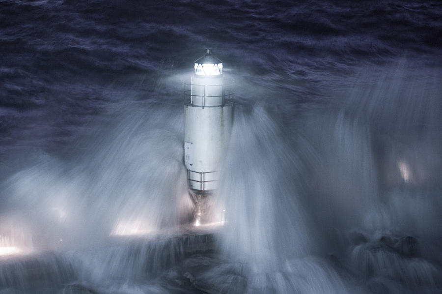 Architecture Photograph - The Lighthouse In The Stormy Night by Alessandro Traverso