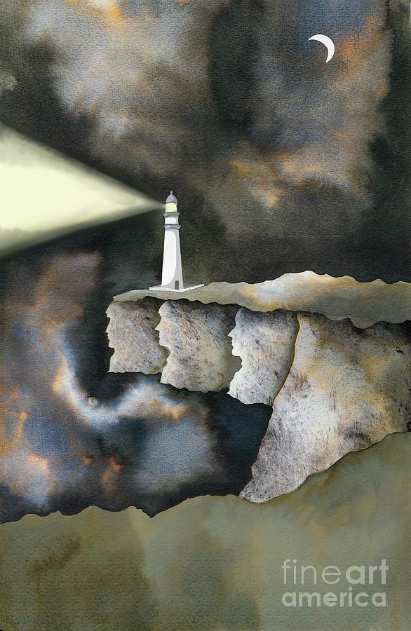 The Lighthouse Ink And Digital Painting by Charlotte Orr - Fine Art America