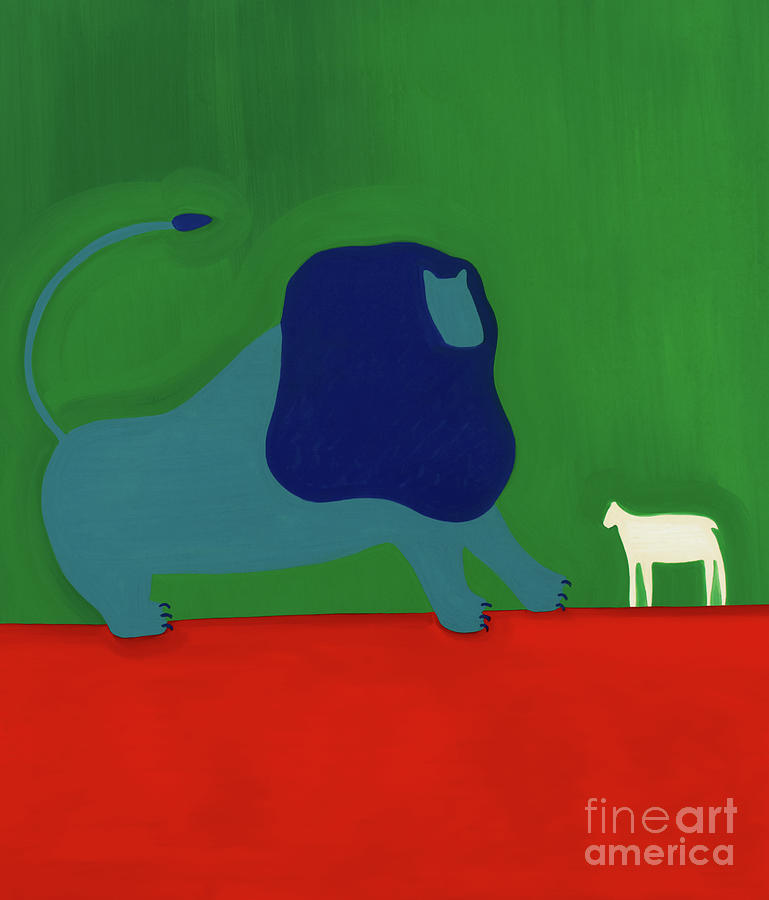 The Lion And The Lamb Painting by Cristina Rodriguez