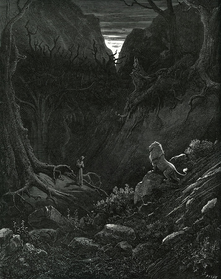 The Lion From The Divine Comedy By Dante Painting by Gustave Dore