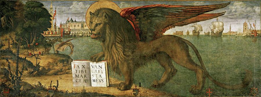 Vittore Carpaccio Painting - The Lion of Saint Mark. VITTORE CARPACCIO . SAN MARCOS. by Vittore Carpaccio -c 1460-1526-