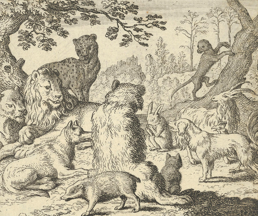 The Lion Orders All the Animals to Follow Him to Renards Burrow Relief by Allaert van Everdingen