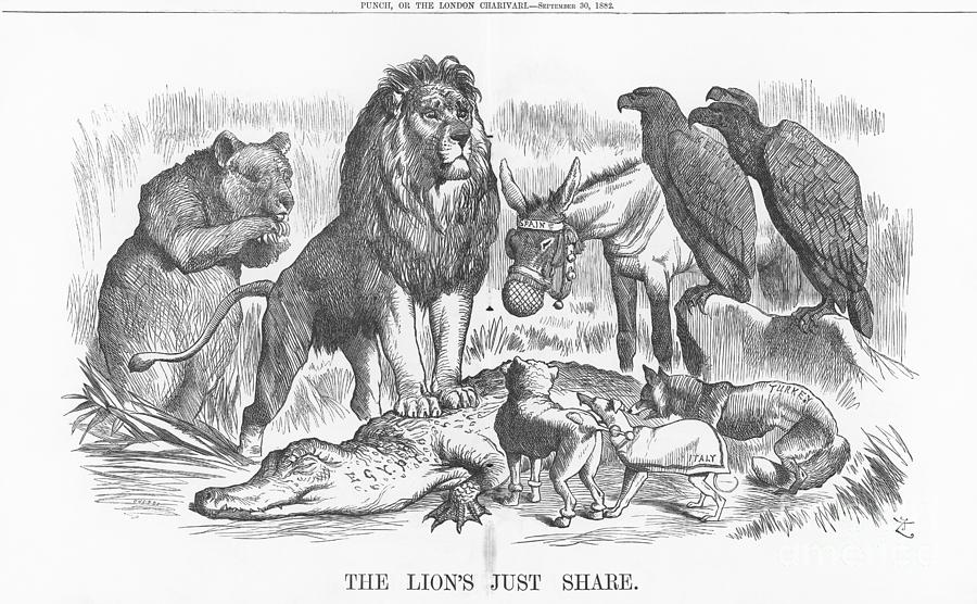 John Tenniel Drawing - The Lions Just Share, 1882. Artist by Print Collector