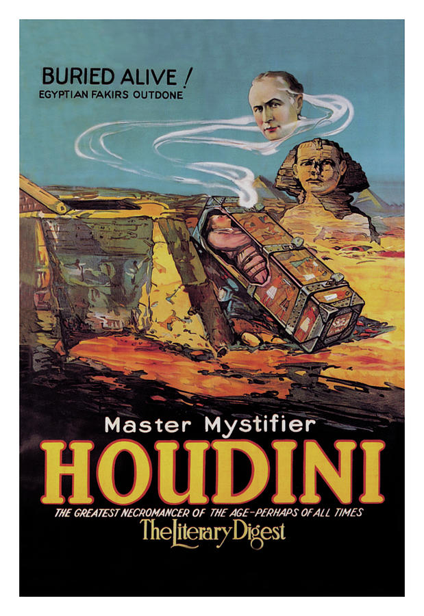 The Literary Digest: Houdini Buried Alive Painting by Otis Lithography