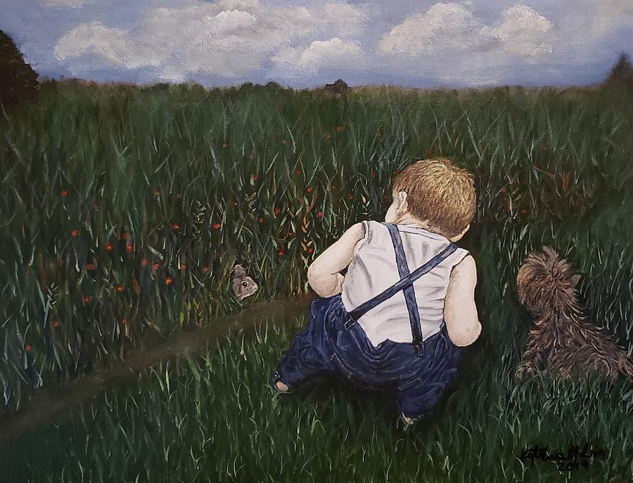 The Little Boy and His Dog Painting by Kathlene Melvin