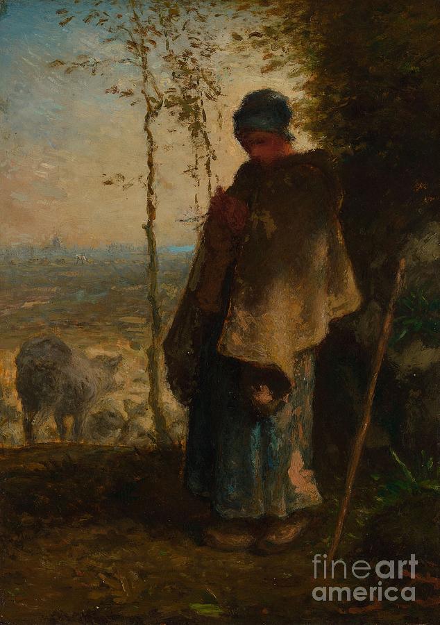 The Little Shepherdess, 186872 Painting by Jean-francois Millet