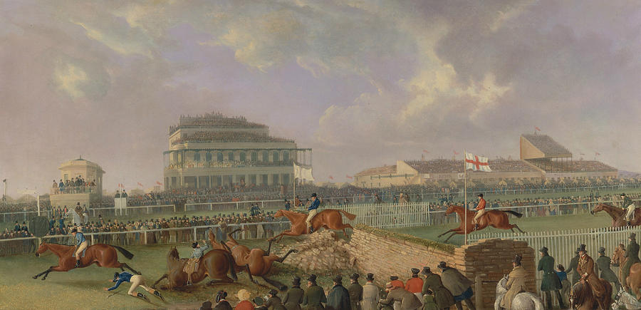 The Liverpool and National Steeplechase at Aintree, 1843 Painting by William Tasker