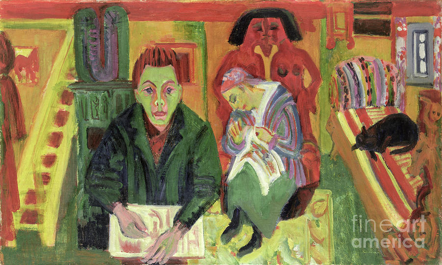 The Living Room, 1920 Painting by Ernst Ludwig Kirchner