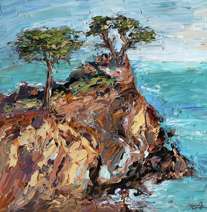 The Lone Cypress At Pebble Beach Painting by Krista Schumacher