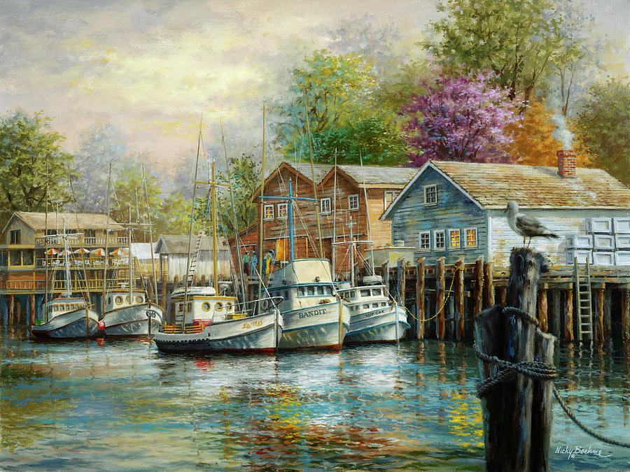 Boat Painting - The Lone Sentinel by Nicky Boehme