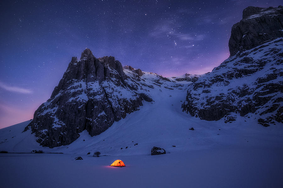Night Photograph - The Loneliness Of The Mountains by Carlos Gonzalez