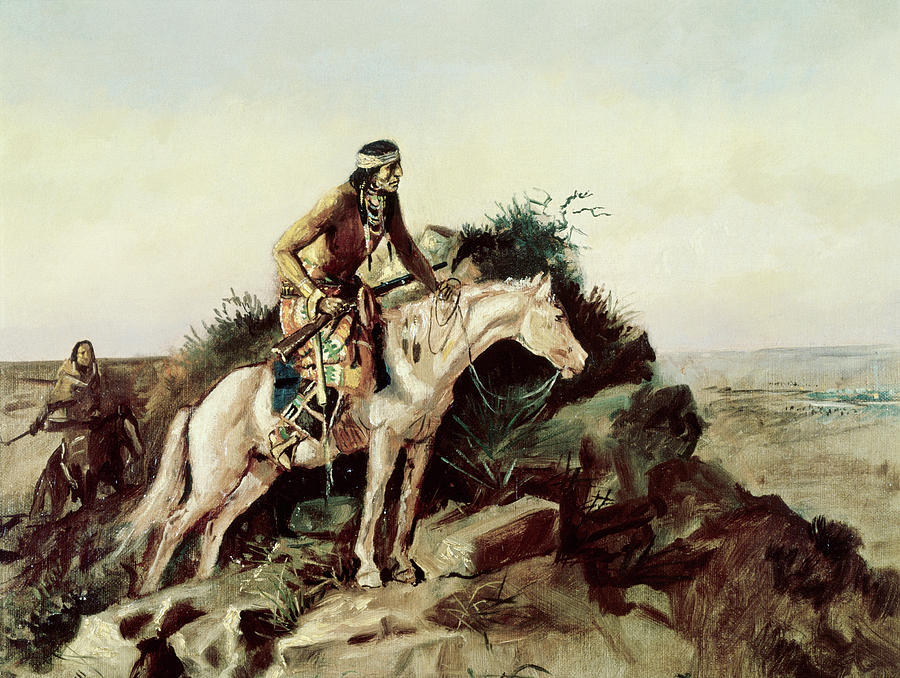 Charles Marion Russell Painting - The Lookout By Russell by Charles Marion Russell