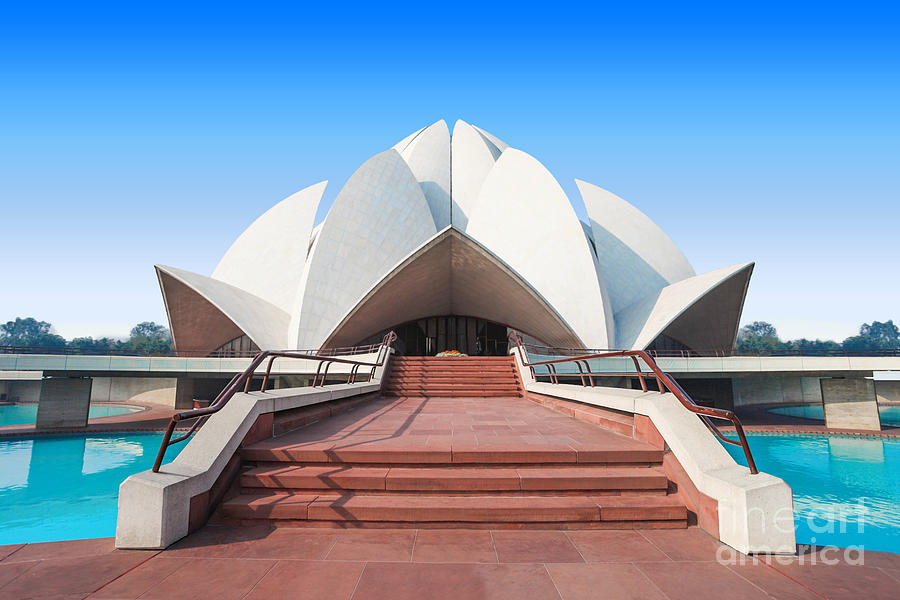 Pond Photograph - The Lotus Temple, Located In New Delhi by Saiko3p Pond Photograph - The Lotus Temple, Located In New Delhi by Saiko3p