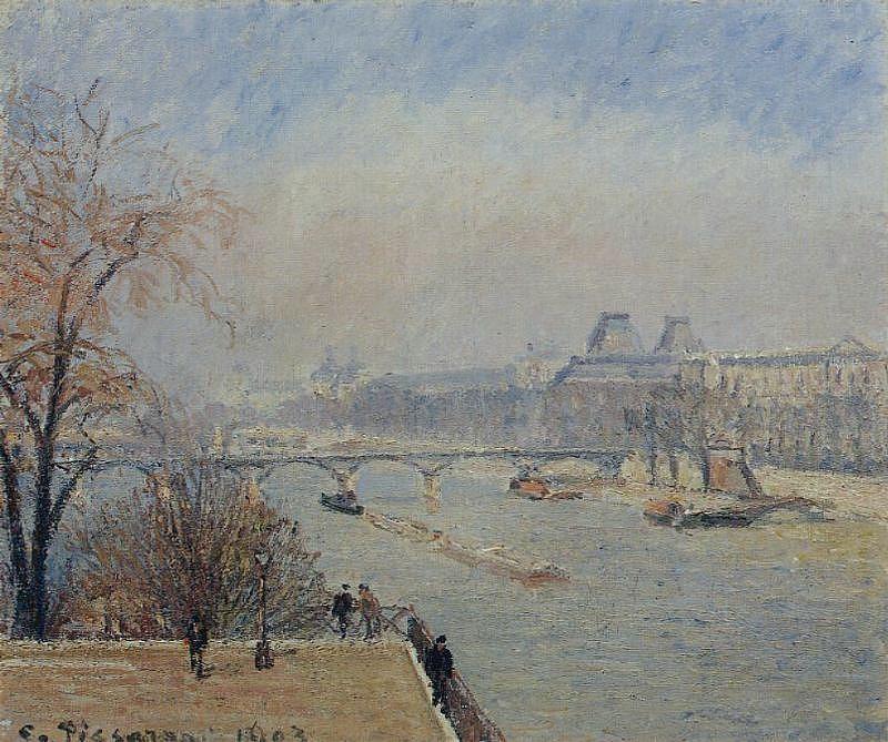 The Louvre - March Mist, 1903 Painting by Camille Pissarro - Fine Art ...