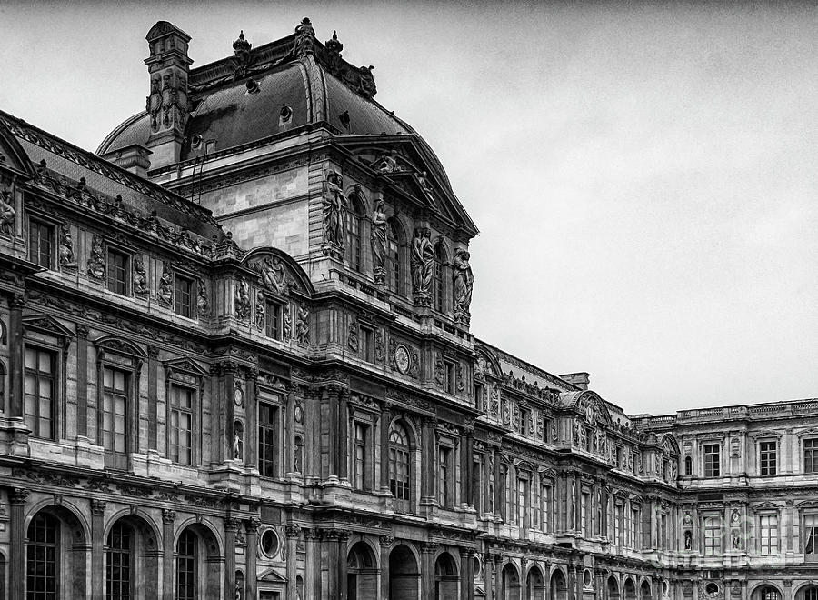 The Louvre Museum Paris France BW Musee du Louvre Photograph by Wayne Moran