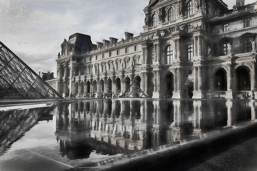The  Louvre Paris   Digital Art by Chuck Kuhn