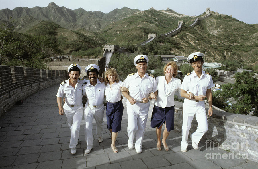 The Love Boat Cast Walking On Great Wall Photograph by Bettmann