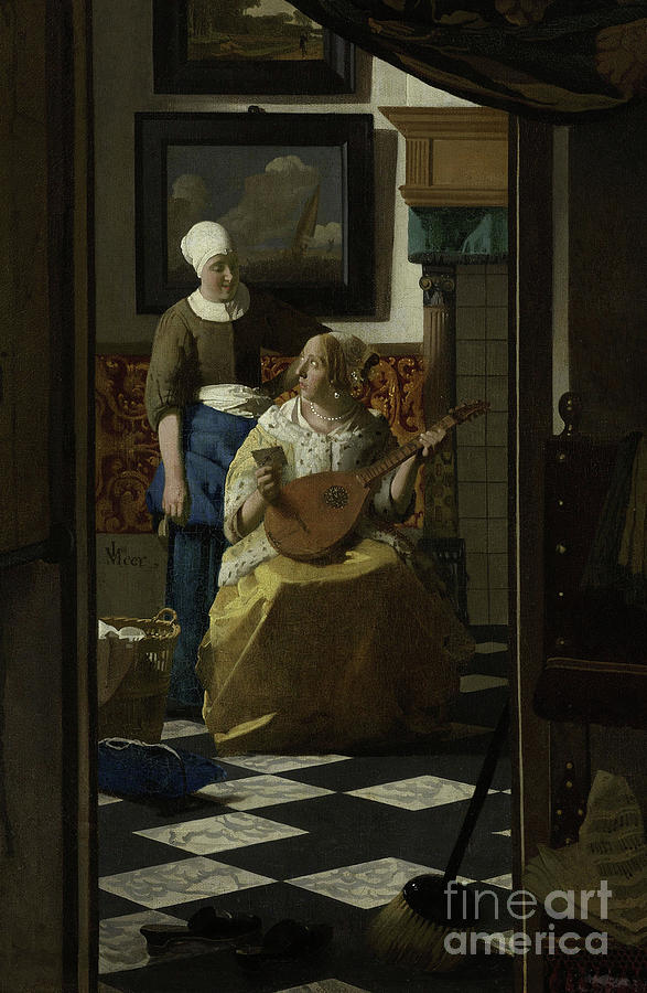 The Love Letter By Vermeer Painting by Jan Vermeer