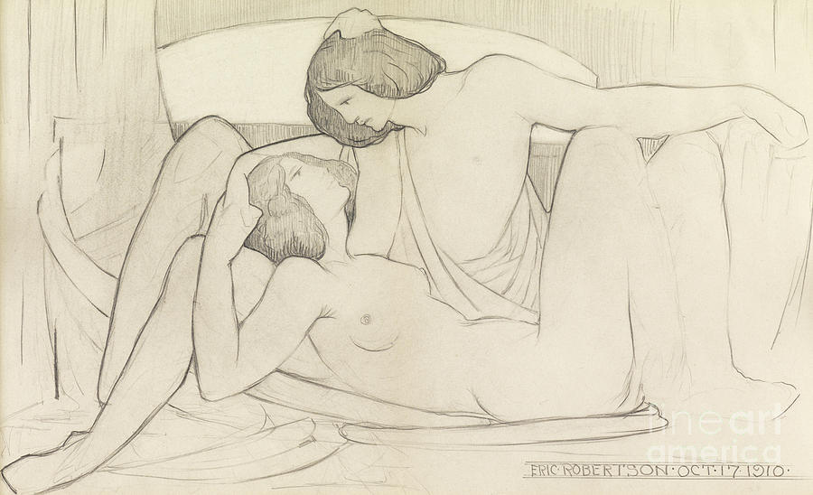 The Lovers, 1910 Drawing by Eric Harald Macbeth Robertson