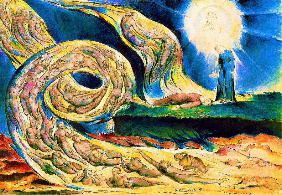 William Blake Painting - The Lovers Whirlwind, Francesca da Rimini and Paolo Malatesta - Digital Remastered Edition by William Blake