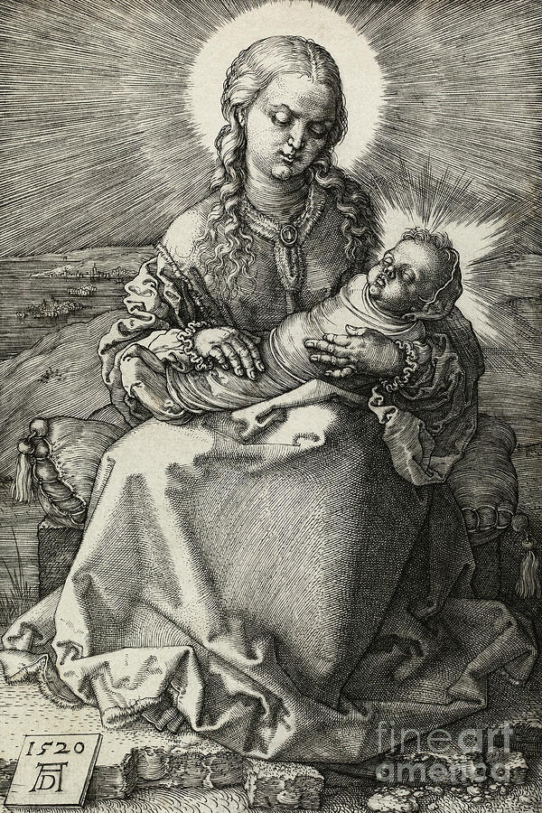 The Madonna and Child in swaddling, 1520 Drawing by Albrecht Durer