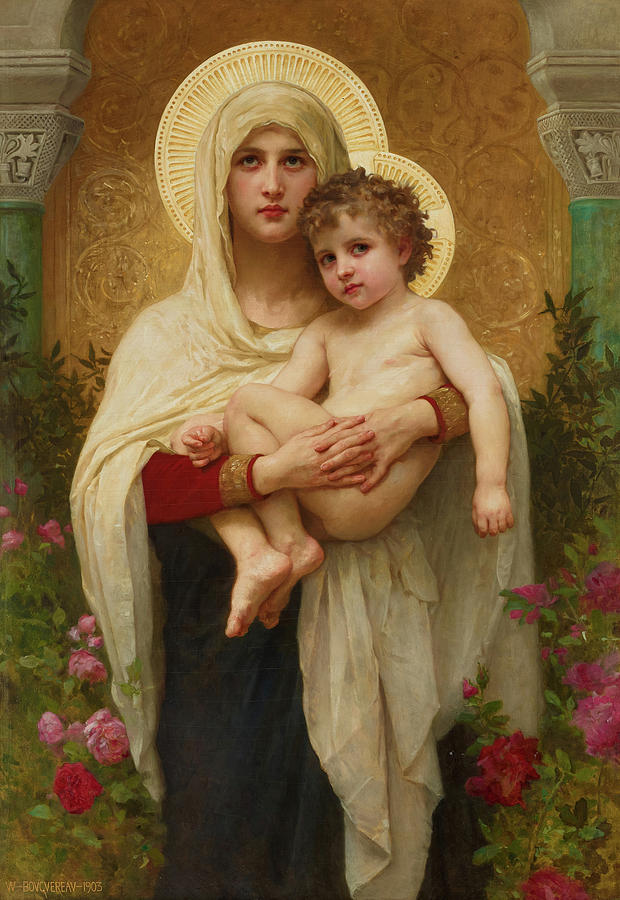 Madonna Painting - The Madonna of the Roses, 1903 by William-Adolphe Bouguereau