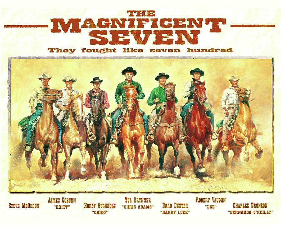 Old West Painting - The Magnificent Seven 7 1960 by Peter Nowell