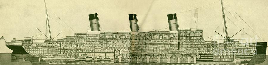 The Majestic 56551 Tons Shown In Section Drawing by Print Collector