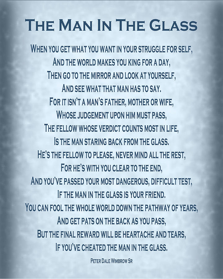 The Man in the Glass Poem - Blue Grey Digital Art by Ginny Gaura | Pixels