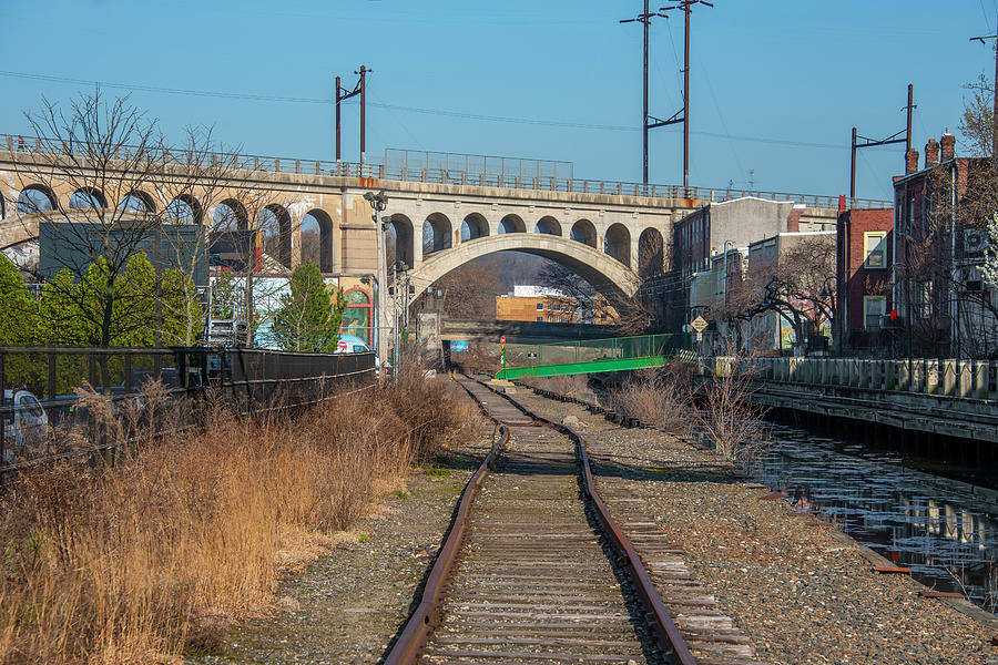 The Manayunk Bridge and Train Tracks Photograph by Bill Cannon