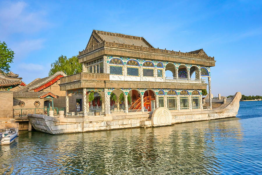 Architecture Photograph - The Marble Boat At The Shore Of Kunming by Jan Wlodarczyk