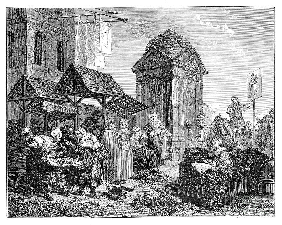 The Market At Maubert, 1885.artist Drawing by Print Collector