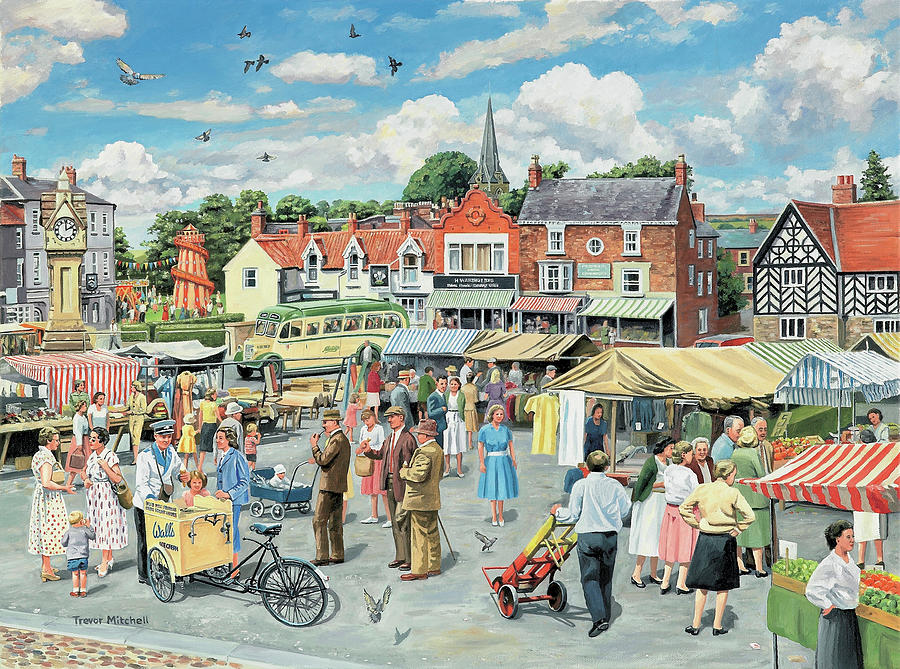 Market Painting - The Market Place by Trevor Mitchell