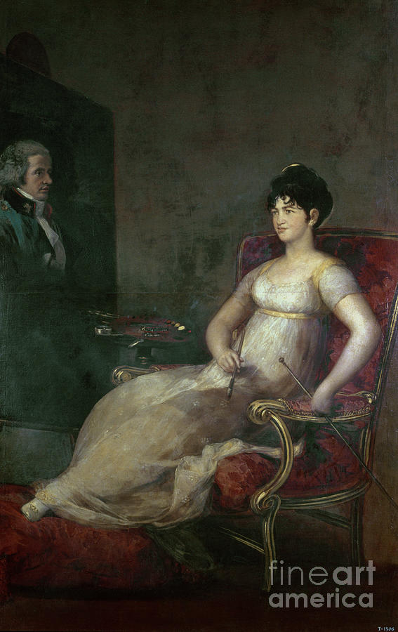 The Marquesa De Villafranca Painting Her Husband, 1804 By Goya Painting by Francisco Goya