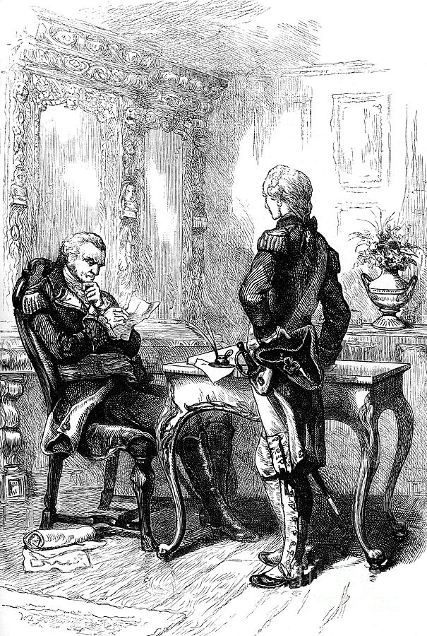 The Marquis De Lafayette With George Drawing by Print Collector