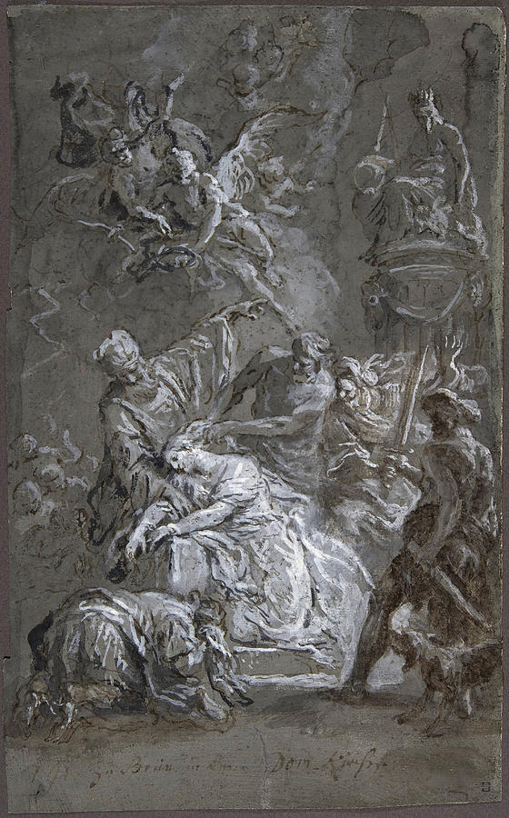 The Martyrdom of Saint Barbara  Drawing by Martin Johann Schmidt