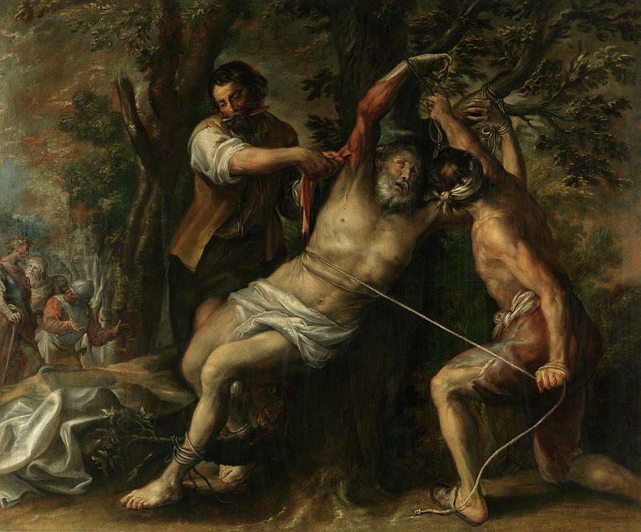 The Martyrdom of Saint Bartholomew, 17th century, Spanish School, Canvas, 20... Painting by Francisco Camilo -1615-1673-
