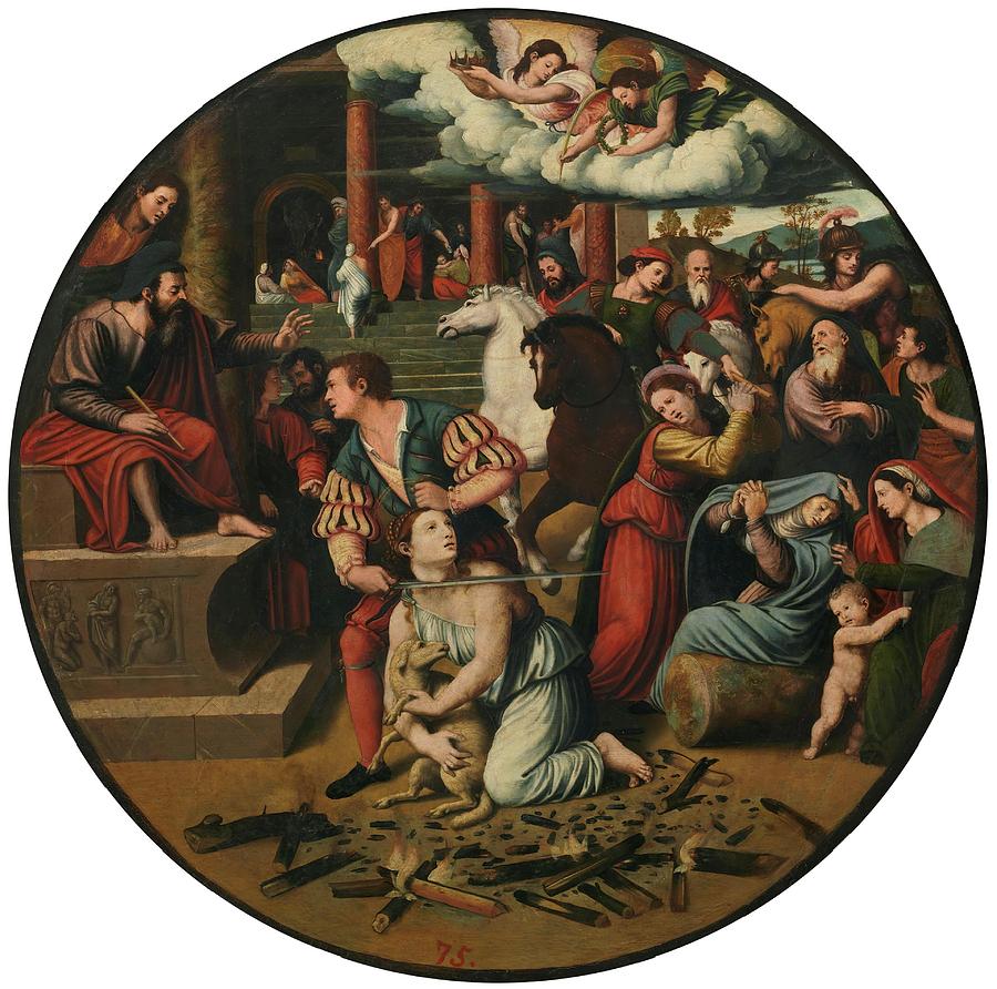 Jesus Christ Painting - The Martyrdom of Saint Inez, 1540-1545, Spanish School, Oil on panel, P00843. by Vicente Juan Masip -c 1507-1579-