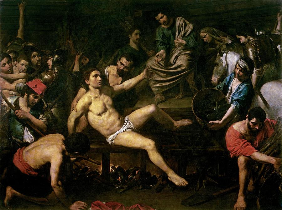The Martyrdom of Saint Laurence, First quarter 17th century, French Scho... Painting by Valentin de Boulogne -1591-1632-